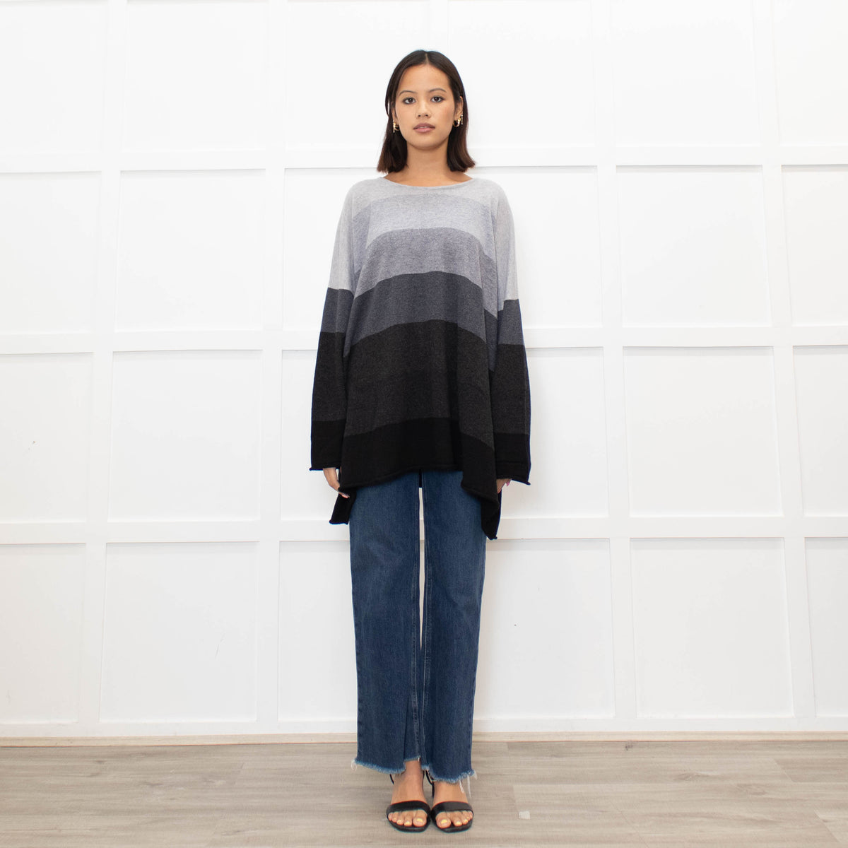 Eskandar Grey Striped Cashmere Jumper