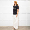 Markus Lupfer Black Faux Pearl Trim Lip Embellished T-Shirt