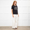 Markus Lupfer Black Faux Pearl Trim Lip Embellished T-Shirt