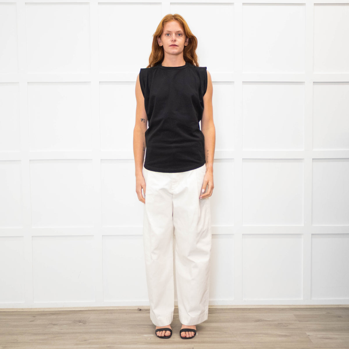 Isabel Marant Black Pleat Detail Sleeveless Top