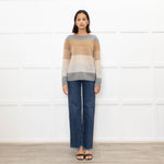 Loro Piana Brown And Grey Block Stripe Cashmere Jumper