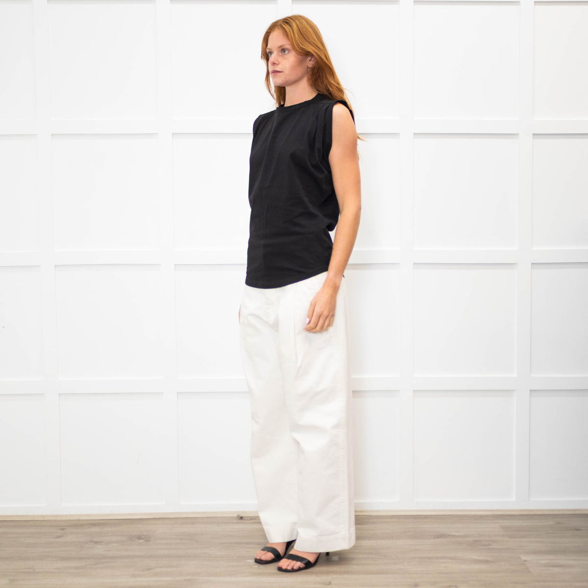 Isabel Marant Black Pleat Detail Sleeveless Top