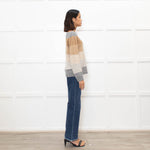 Loro Piana Brown And Grey Block Stripe Cashmere Jumper