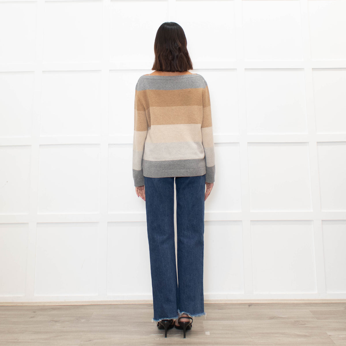 Loro Piana Brown And Grey Block Stripe Cashmere Jumper