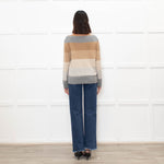 Loro Piana Brown And Grey Block Stripe Cashmere Jumper