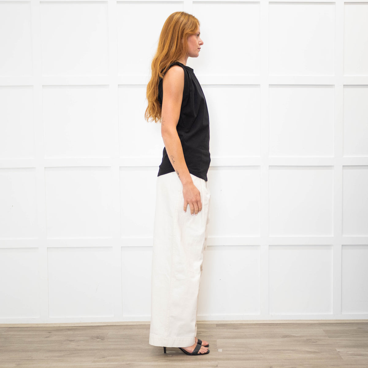 Isabel Marant Black Pleat Detail Sleeveless Top