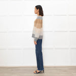 Loro Piana Brown And Grey Block Stripe Cashmere Jumper