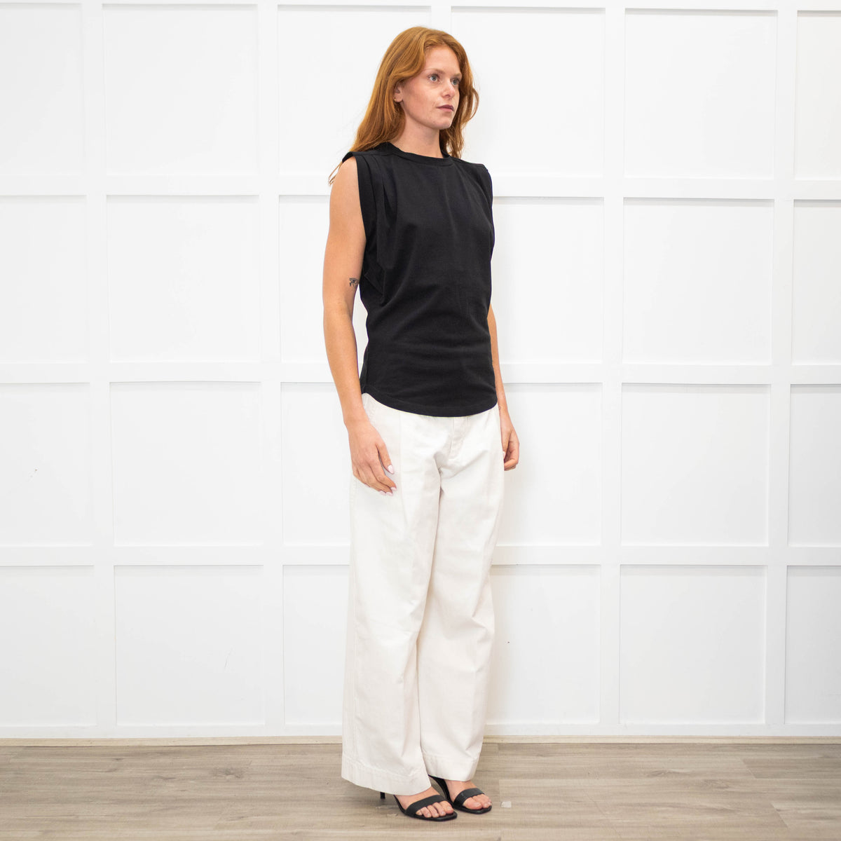 Isabel Marant Black Pleat Detail Sleeveless Top