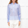 Me + Em Sky Blue Silk Cotton Blend Frill Cuff & Collar Blouse