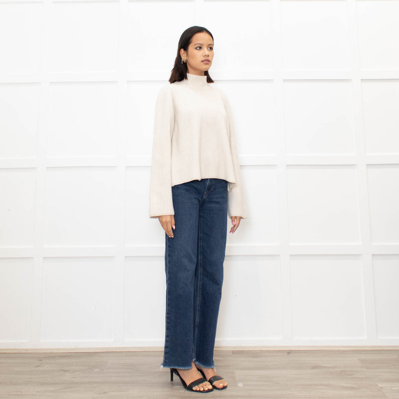 Me + Em Cream Chunky Rib Jumper with Wide Cuffs