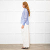 Me + Em Sky Blue Silk Cotton Blend Frill Cuff & Collar Blouse