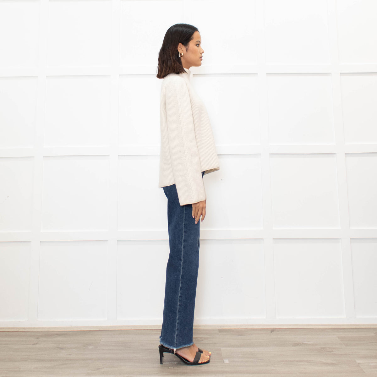 Me + Em Cream Chunky Rib Jumper with Wide Cuffs