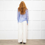 Me + Em Sky Blue Silk Cotton Blend Frill Cuff & Collar Blouse