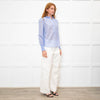 Me + Em Sky Blue Silk Cotton Blend Frill Cuff & Collar Blouse