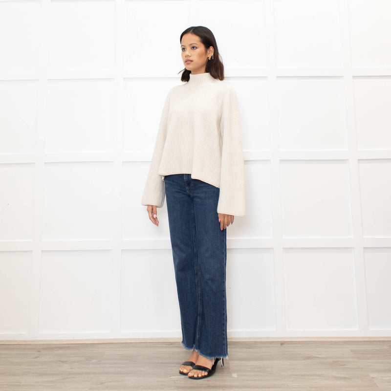 Me + Em Cream Chunky Rib Jumper with Wide Cuffs
