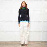 Peter Pilotto Black Multi Zig Zag Detail High Neck Top