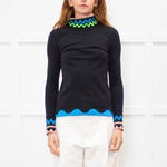 Peter Pilotto Black Multi Zig Zag Detail High Neck Top