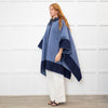 Etro Blue Navy Blue Horse Detail Wool Hooded Zip Front Cape