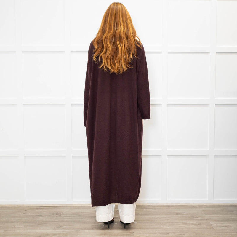Raey Aubergine Brown Cashmere Fine Knit Long Cardigan