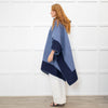 Etro Blue Navy Blue Horse Detail Wool Hooded Zip Front Cape