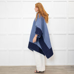 Etro Blue Navy Blue Horse Detail Wool Hooded Zip Front Cape