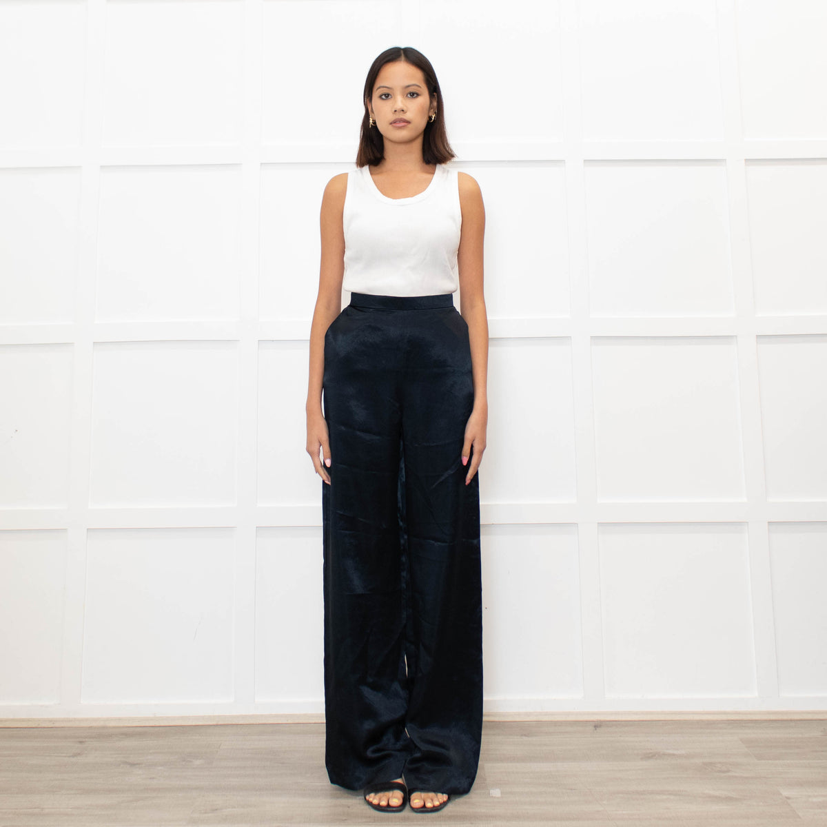 Max Mara Leisure Dark Blue Satin Trousers