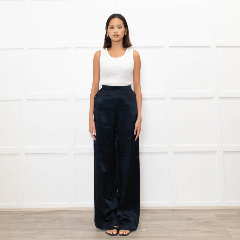 Max Mara Leisure Dark Blue Satin Trousers