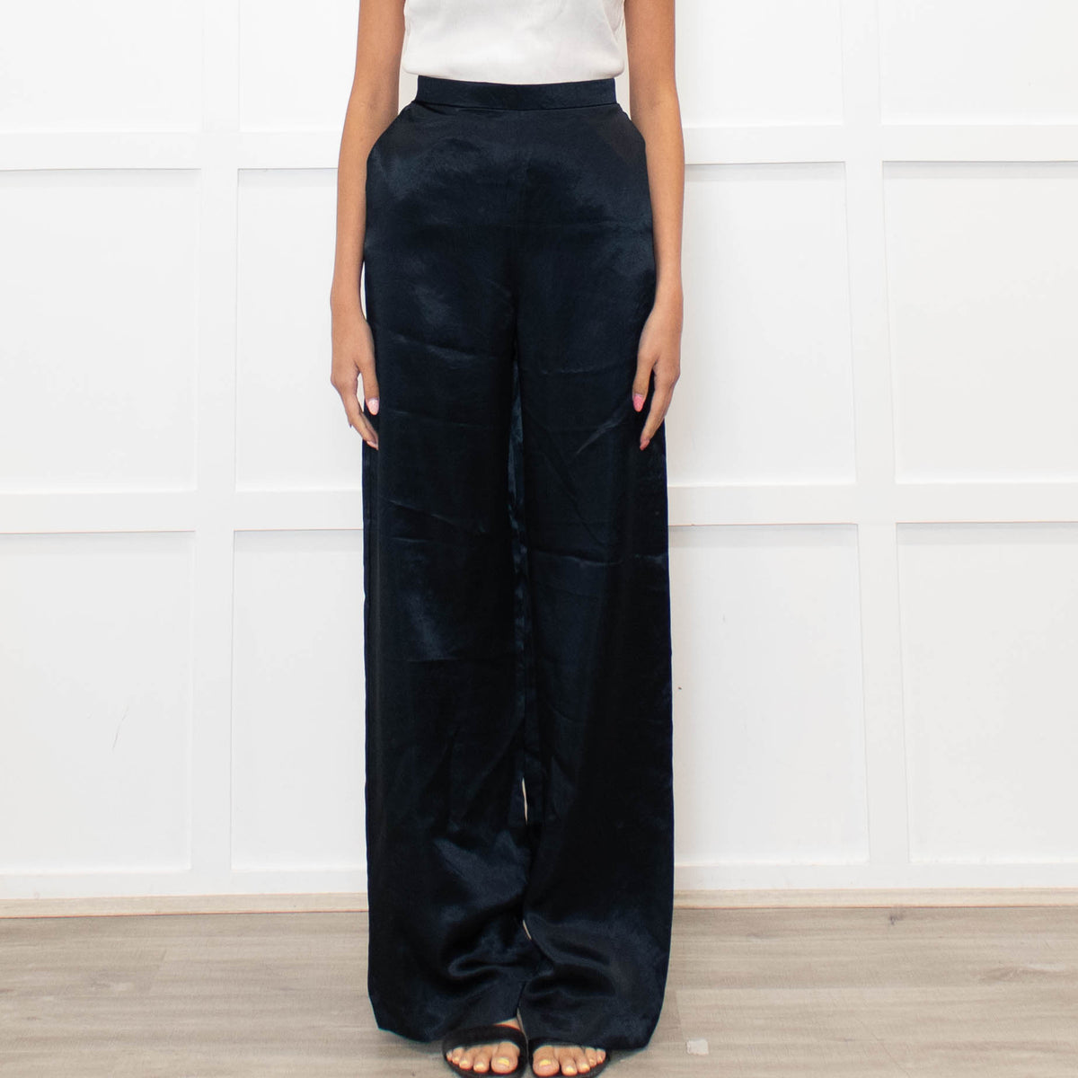 Max Mara Leisure Dark Blue Satin Trousers