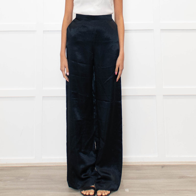 Max Mara Leisure Dark Blue Satin Trousers