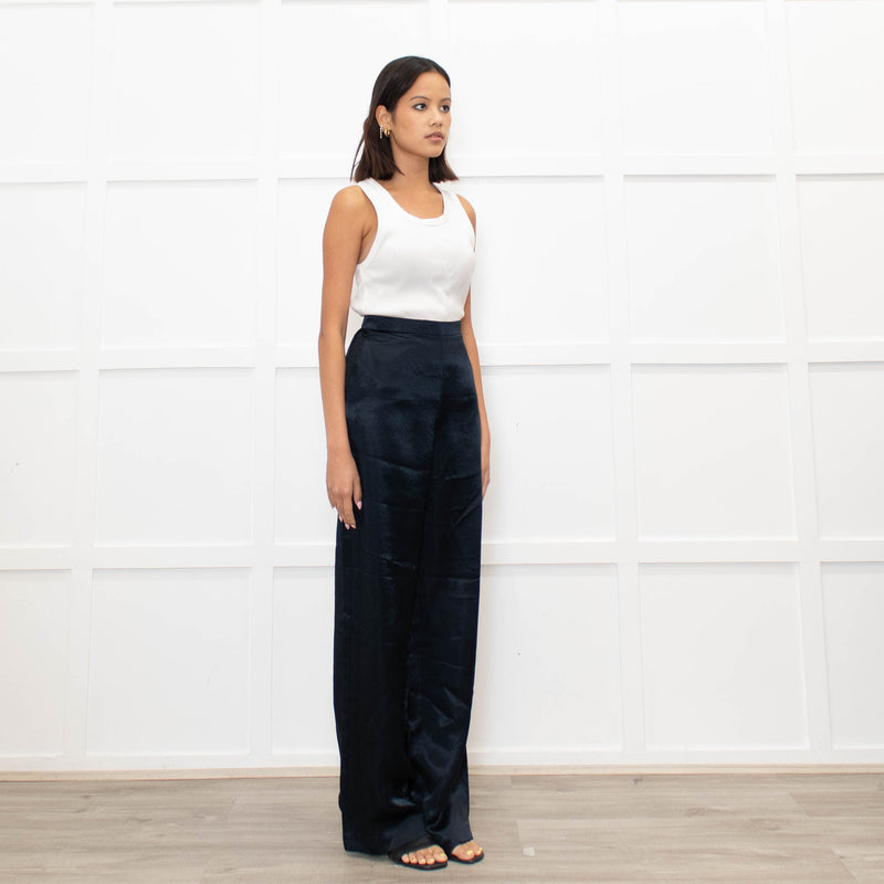 Max Mara Leisure Dark Blue Satin Trousers