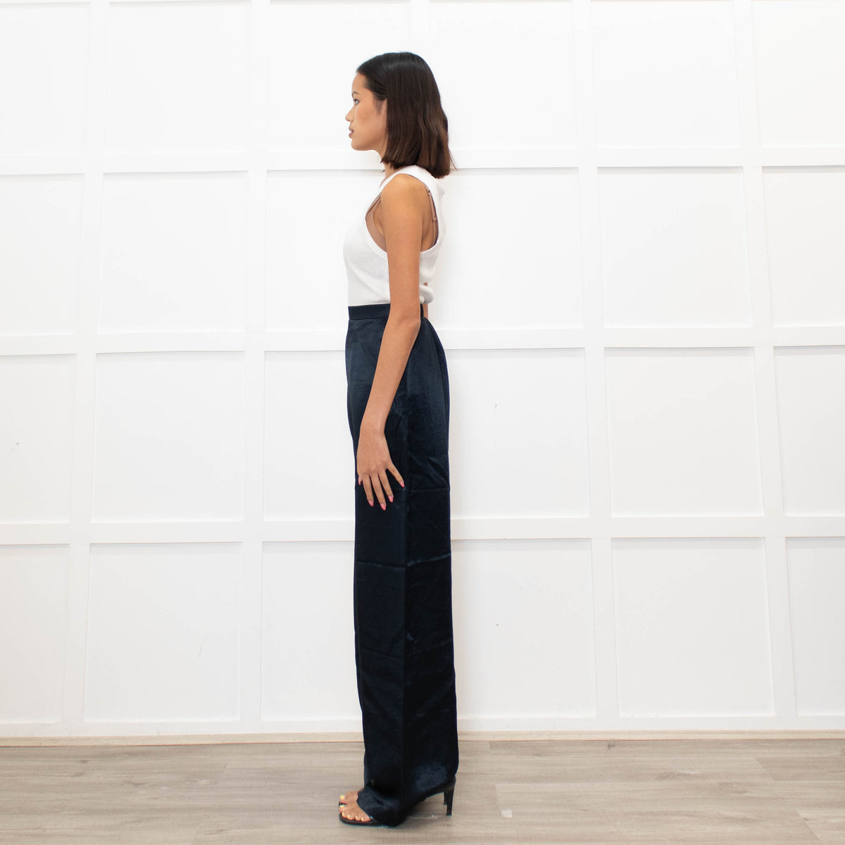 Max Mara Leisure Dark Blue Satin Trousers