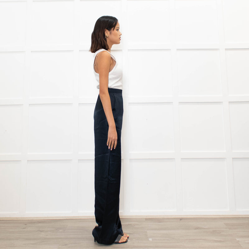 Max Mara Leisure Dark Blue Satin Trousers