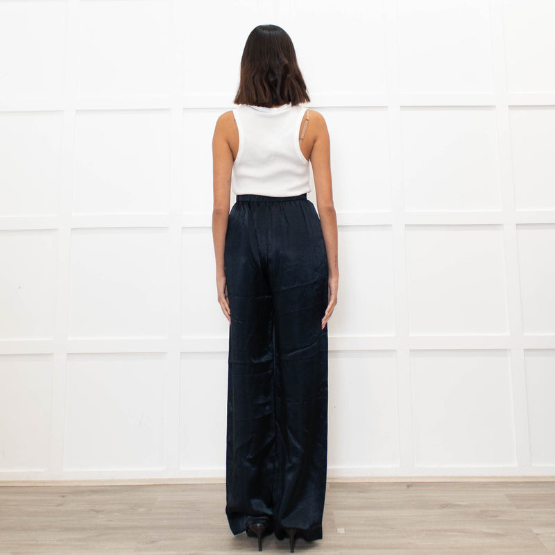 Max Mara Leisure Dark Blue Satin Trousers