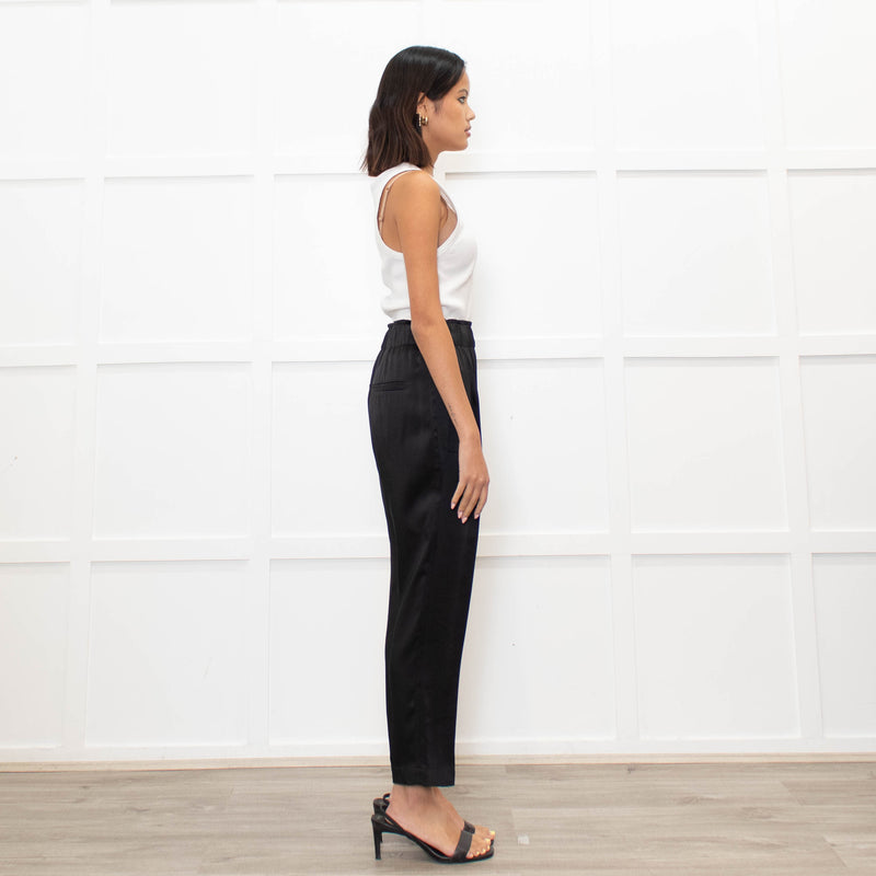 Brunello Cucinelli Black Satin Pull On Trousers