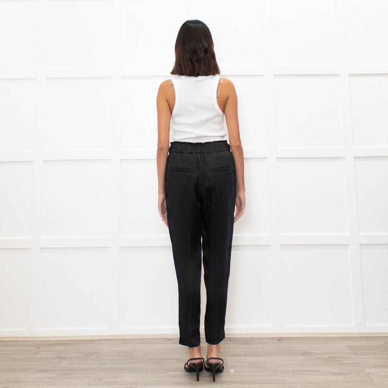 Brunello Cucinelli Black Satin Pull On Trousers