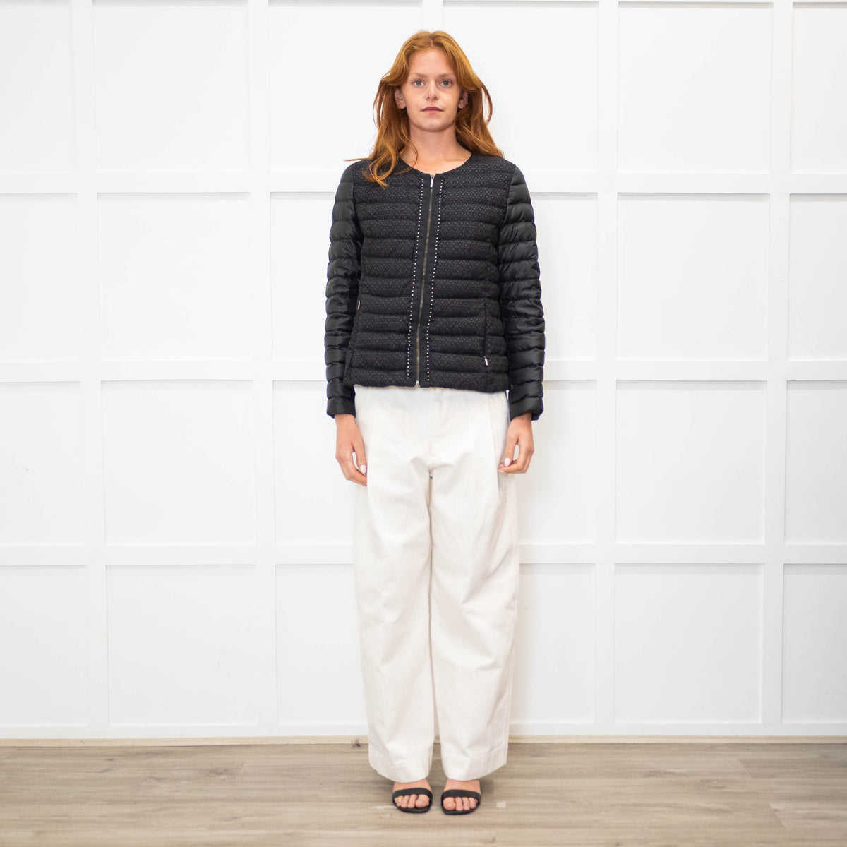 Weekend Max Mara Black Quilted Embroidered Front Short Jacket