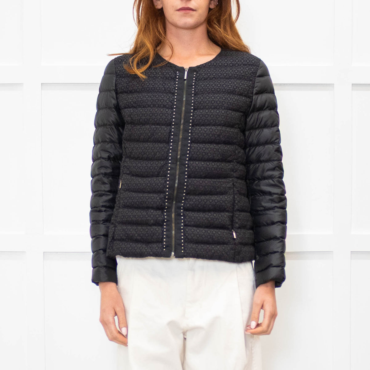 Weekend Max Mara Black Quilted Embroidered Front Short Jacket