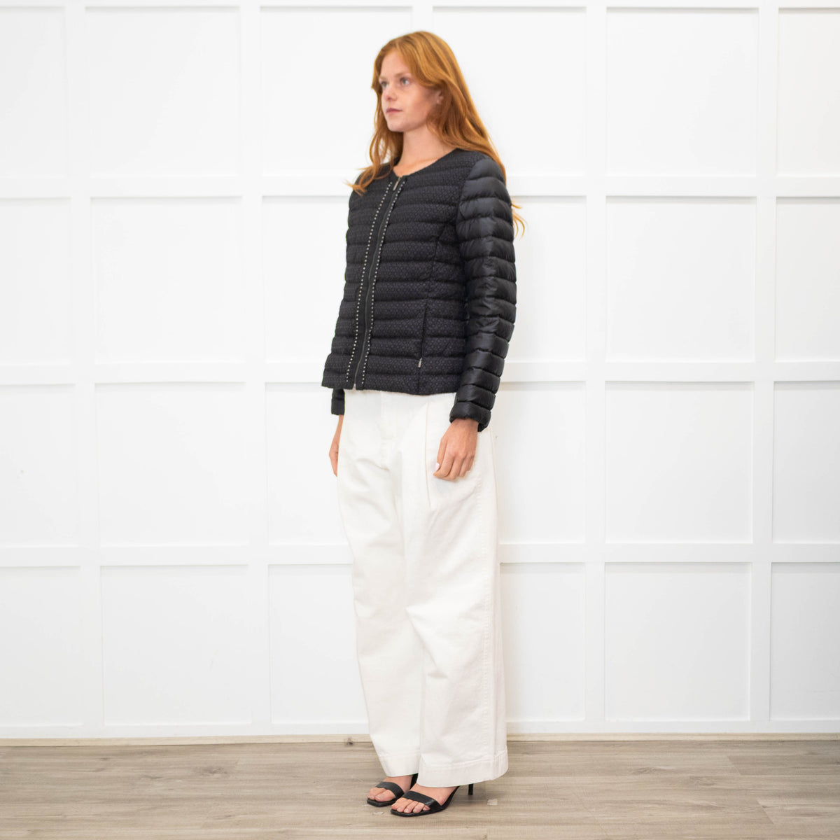 Weekend Max Mara Black Quilted Embroidered Front Short Jacket