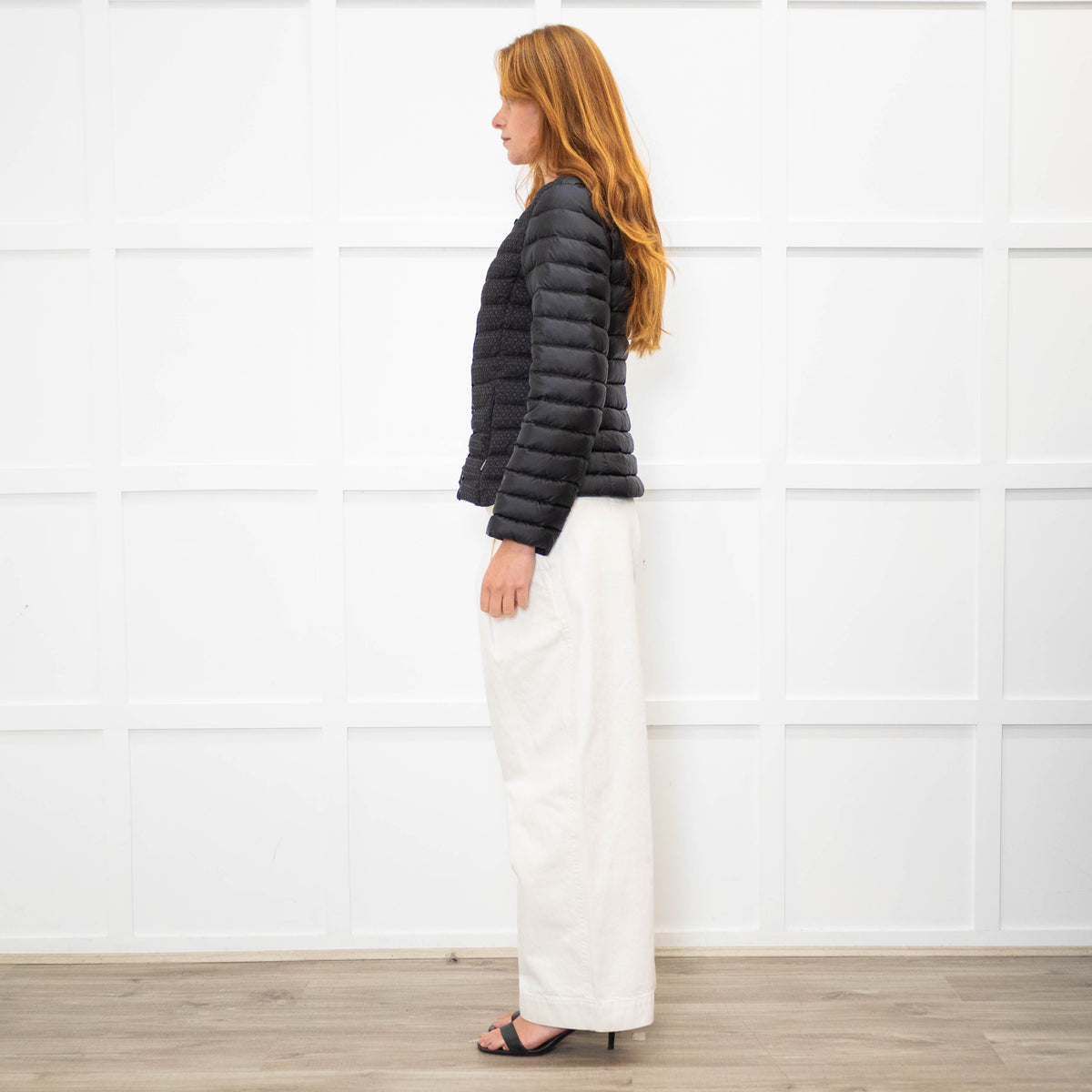 Weekend Max Mara Black Quilted Embroidered Front Short Jacket