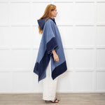 Etro Blue Navy Blue Horse Detail Wool Hooded Zip Front Cape