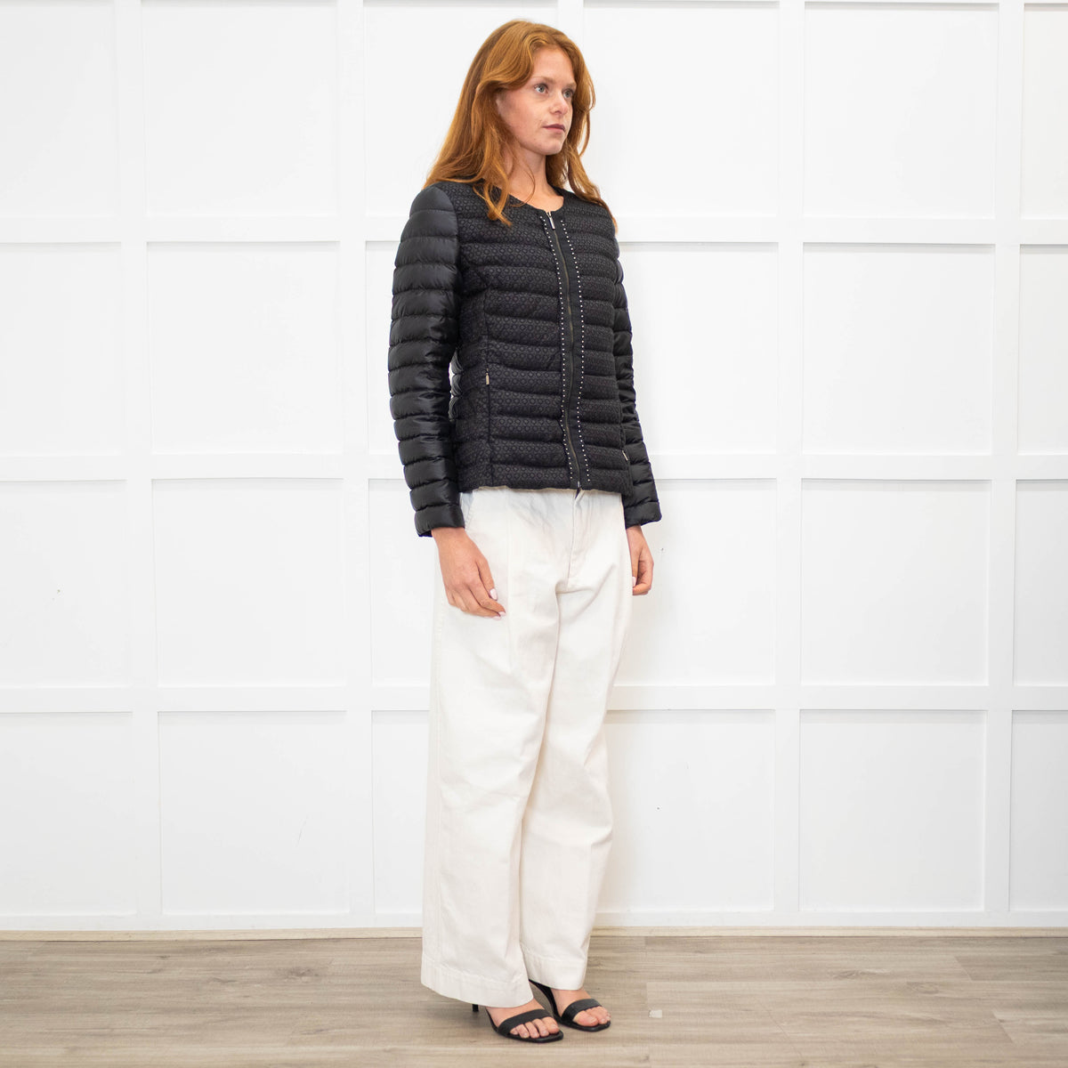 Weekend Max Mara Black Quilted Embroidered Front Short Jacket