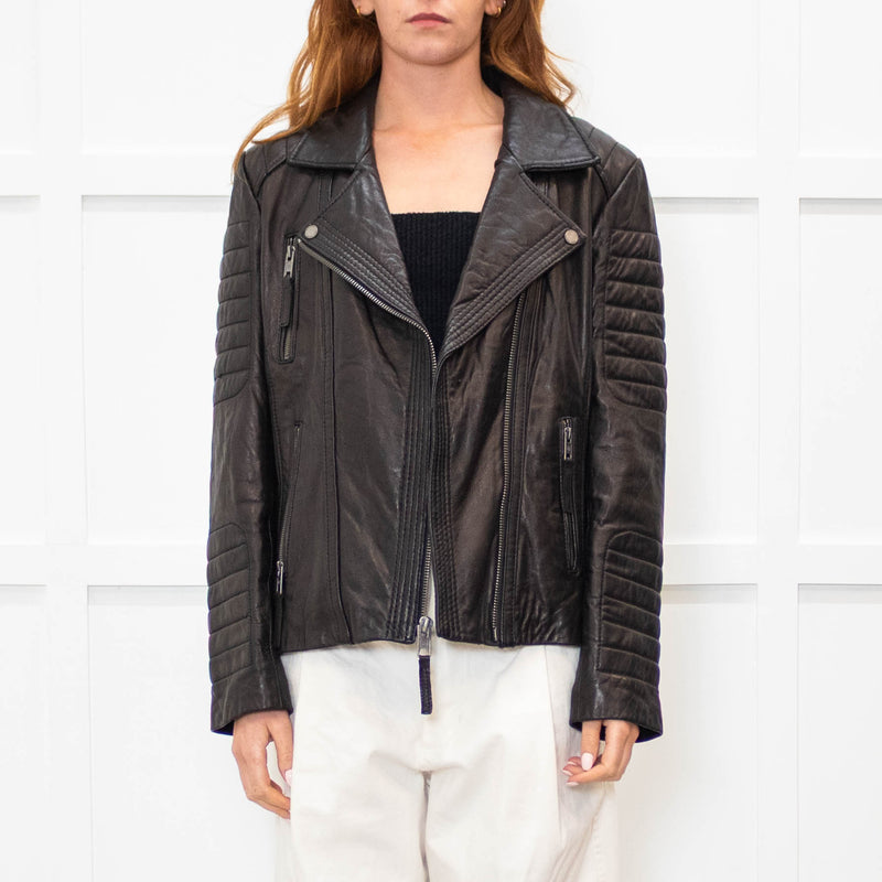 Michael By Michael Kors Black Leather Biker Jacket