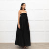 Cecilie Bahnsen Black Beth Linen Mix Plisse Maxi Dress