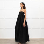 Cecilie Bahnsen Black Beth Linen Mix Plisse Maxi Dress