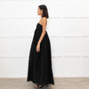 Cecilie Bahnsen Black Beth Linen Mix Plisse Maxi Dress