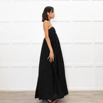 Cecilie Bahnsen Black Beth Linen Mix Plisse Maxi Dress