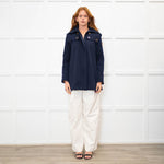 Sandro Navy Blue Hooded Zip Up Jacket