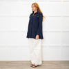 Sandro Navy Blue Hooded Zip Up Jacket