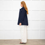Sandro Navy Blue Hooded Zip Up Jacket