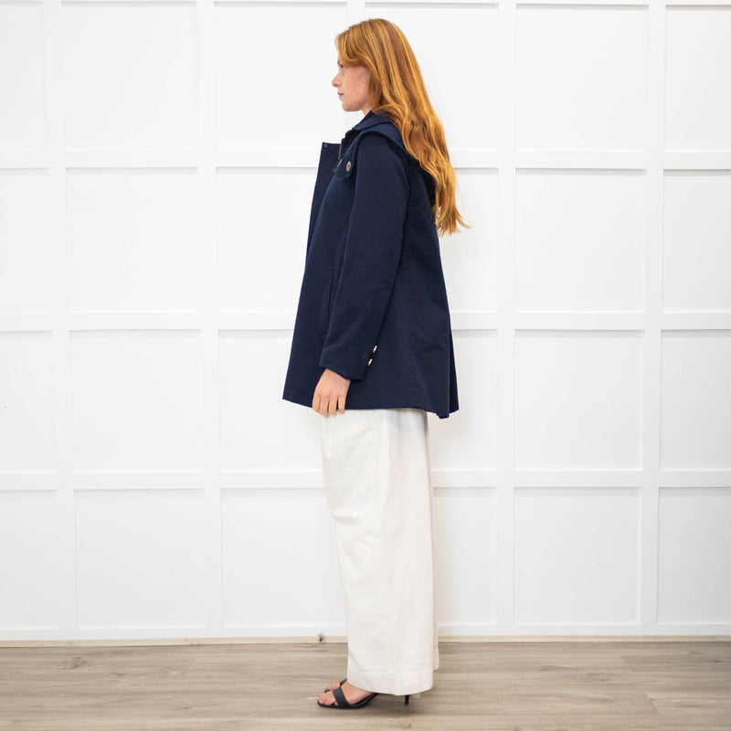 Sandro Navy Blue Hooded Zip Up Jacket